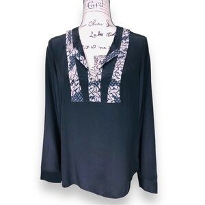 Diane von Furstenberg Silk Blouse Slit Neck